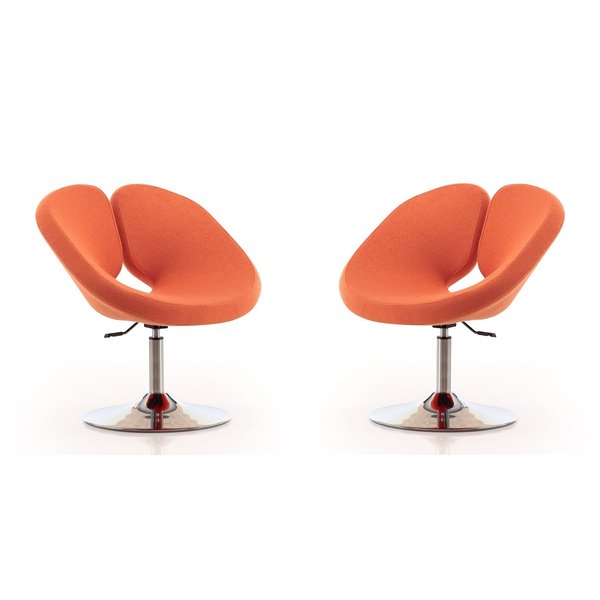 Manhattan Comfort Perch Adjustable Chair in Orange and Polished Chrome (Set of 2) 2-AC037-OR